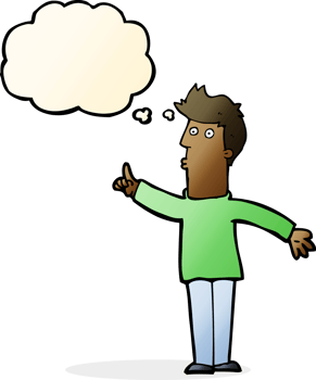 cartoon man advising caution with thought bubble png