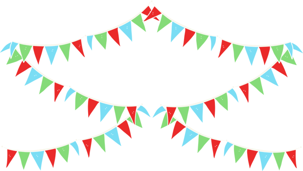 flat color illustration of bunting flags png