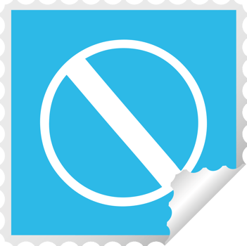 square peeling sticker cartoon of a not allowed sign png