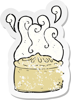 retro distressed sticker of a cartoon pie png