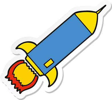 sticker of a cartoon rocket png