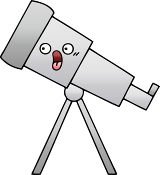 gradient shaded cartoon of a telescope png