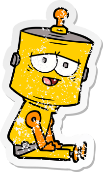 distressed sticker of a cartoon robot png