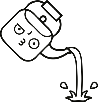 line drawing cartoon of a pouring kettle png