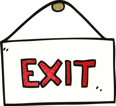 cartoon doodle exit sign png