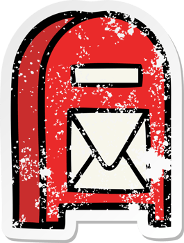 distressed sticker of a cute cartoon mail box png