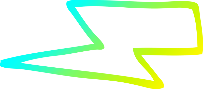 cold gradient line drawing of a cartoon  lightening bolts png