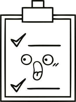 line drawing cartoon of a check list png