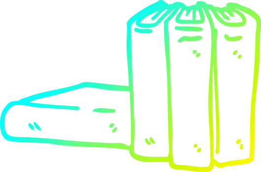 cold gradient line drawing of a cartoon books png
