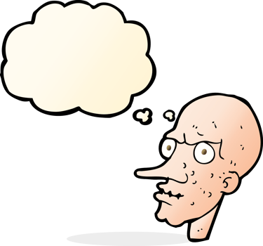 cartoon evil old man with thought bubble png