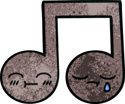 retro grunge texture cartoon of a musical note png