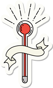 sticker of a tattoo style glass thermometer png