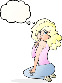 cartoon woman posing with thought bubble png