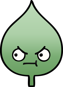 gradient shaded cartoon of a expressional leaf png