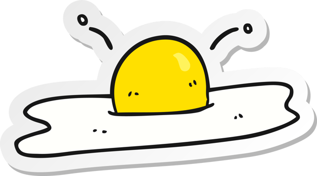 sticker of a cartoon fried egg png