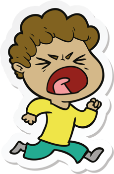 sticker of a cartoon furious man png