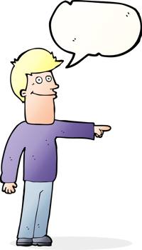 cartoon man pointing with speech bubble png