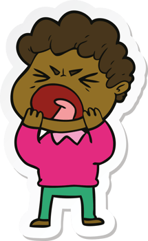 sticker of a cartoon furious man png