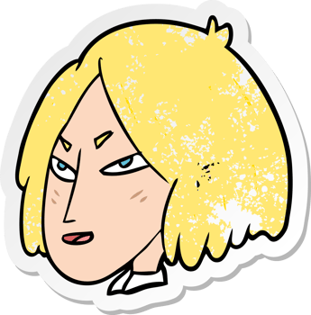 distressed sticker of a cartoon woman png