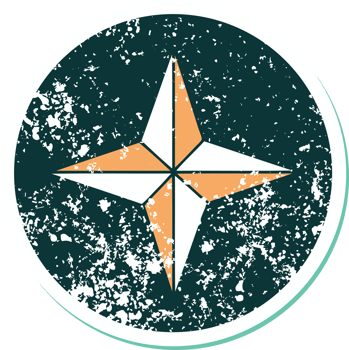 iconic distressed sticker tattoo style image of a star png