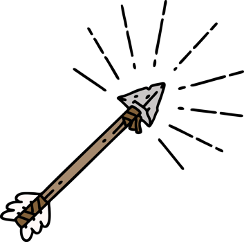 illustration of a traditional tattoo style old flint tip arrow png