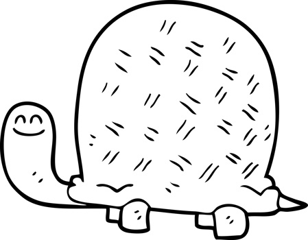 hand drawn black and white cartoon tortoise png