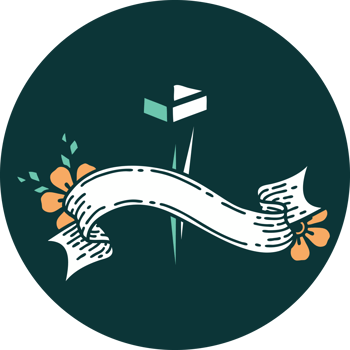 tattoo style icon with banner of iron nail png