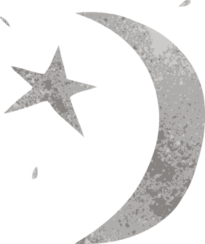 hand drawn retro cartoon doodle of the moon and a star png