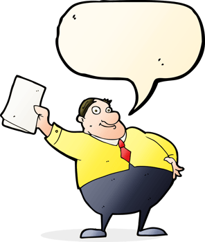 cartoon boss waving papers with speech bubble png
