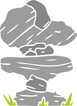 hand drawn cartoon doodle of grey stone boulder png