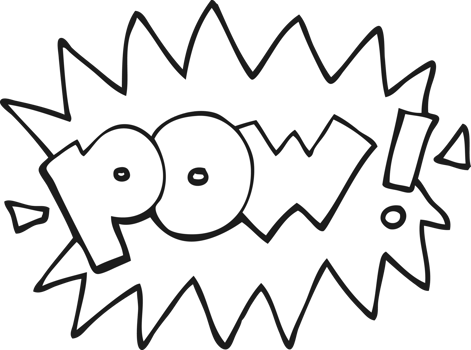 hand drawn black and white cartoon pow symbol png