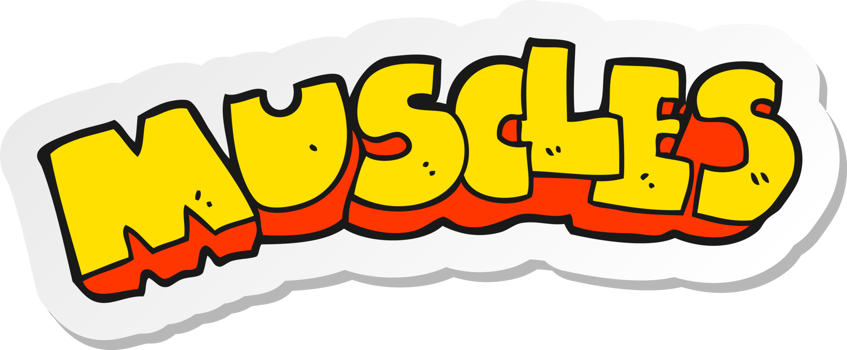 sticker of a cartoon muscles symbol png