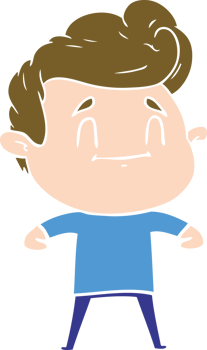 happy flat color style cartoon man png