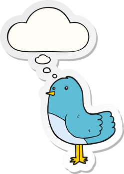 cartoon bird with thought bubble as a printed sticker png
