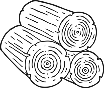 hand drawn black and white cartoon logs png