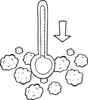 hand drawn black and white cartoon dropping temperature png
