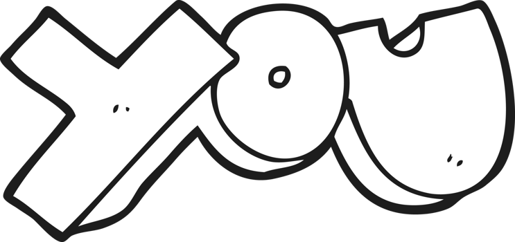 hand drawn black and white cartoon you symbol png