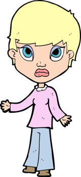 cartoon woman shrugging shoulders png