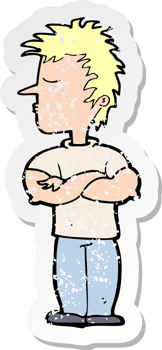 retro distressed sticker of a cartoon man refusing to listen drawing png