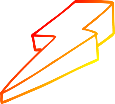 warm gradient line drawing of a cartoon decorative lightning bolt png