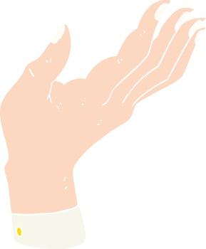 flat color illustration of open hand raised palm up png