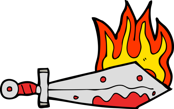 cartoon flaming sword png