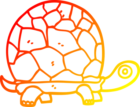 warm gradient line drawing of a cartoon tortoise png