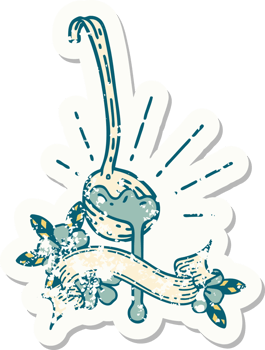 worn old sticker of a tattoo style ladle of gravy png