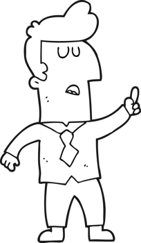 hand drawn black and white cartoon businessman png
