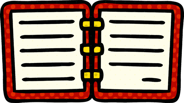 comic book style cartoon of a note book png