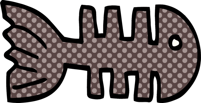 cartoon doodle fish bones png