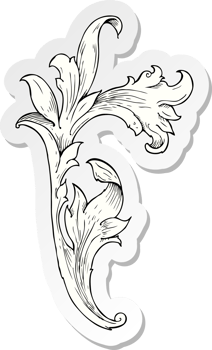 sticker of a traditional hand drawn floral swirl png