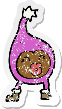 retro distressed sticker of a cartoon funny creature png