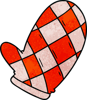 hand drawn textured cartoon doodle of an oven glove png